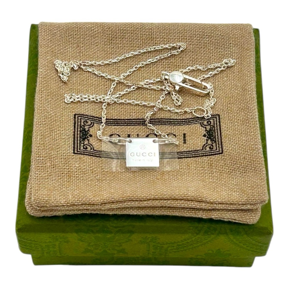 BRAND NEW ✨ GUCCI Sterling Silver Square Logo Necklace